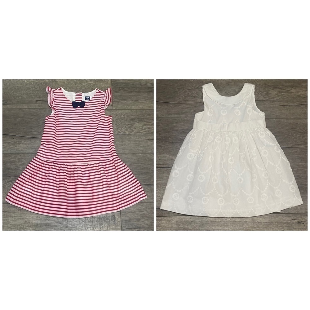 2 Janie & Jack Embroidered Striped Dresses Size 2T & 18-24 Months
